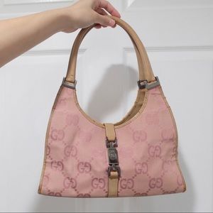 GUCCI Pink Monogram Canvas Shoulder Bag